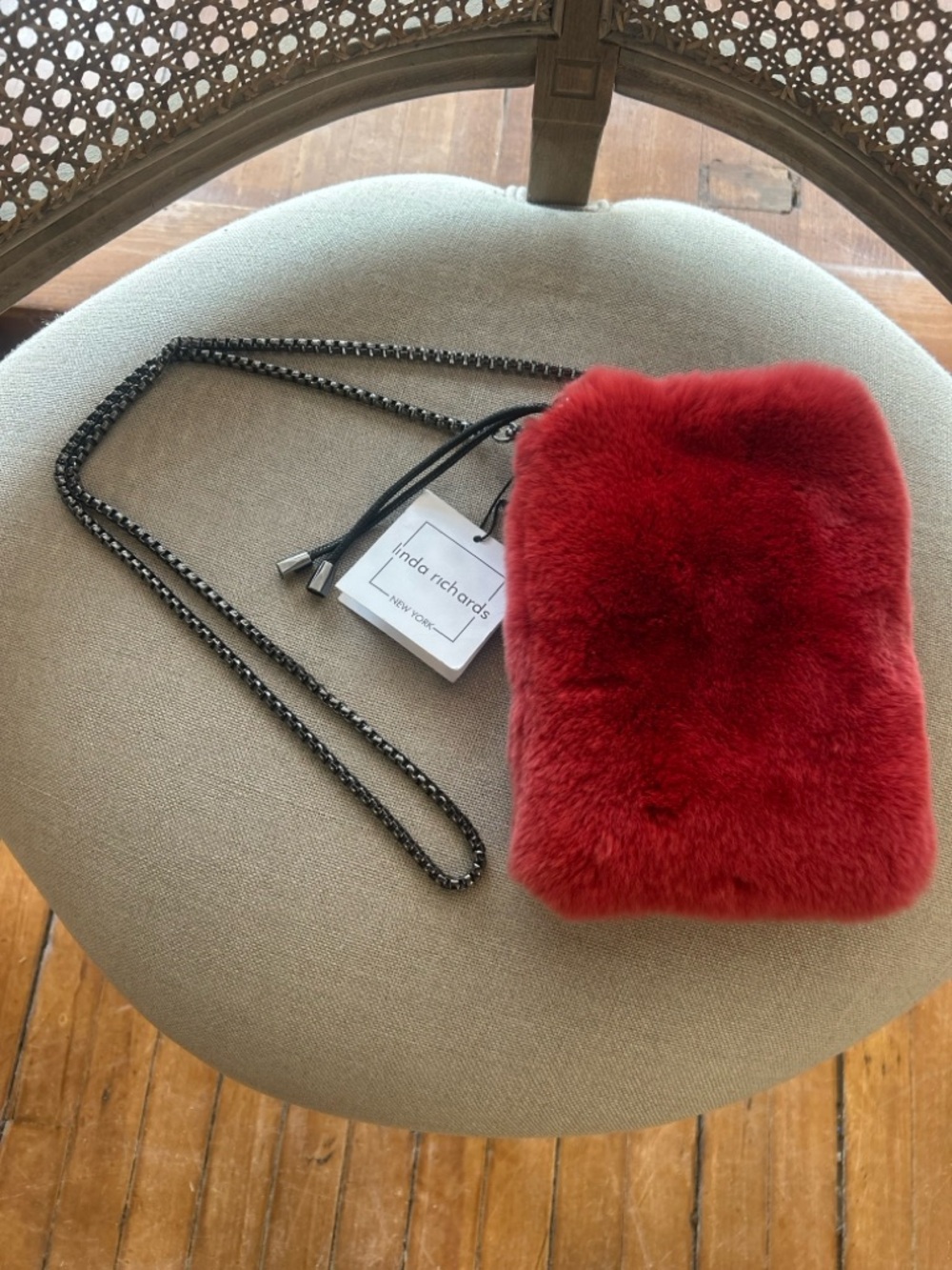 Linda Richards Red Faux Fur Crossbody Bag